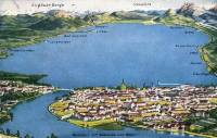 Alte Ansichtskarte von Konstanz und dem Bodensee